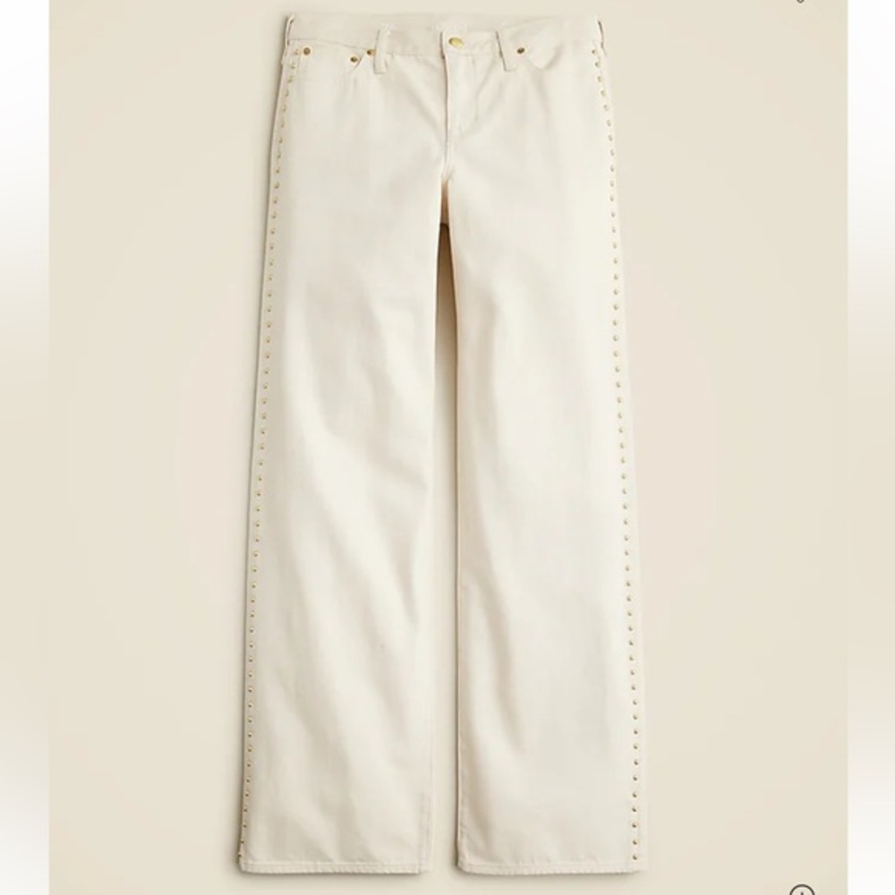 Studded lower-rise wide-leg jean in 1984 rigid, NWT, size 31
